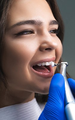 Patient in Sandown getting their teeth cleaned