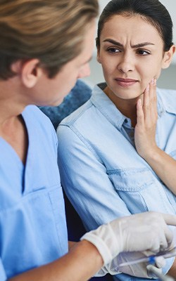 Patient in Sandown talking to dentist